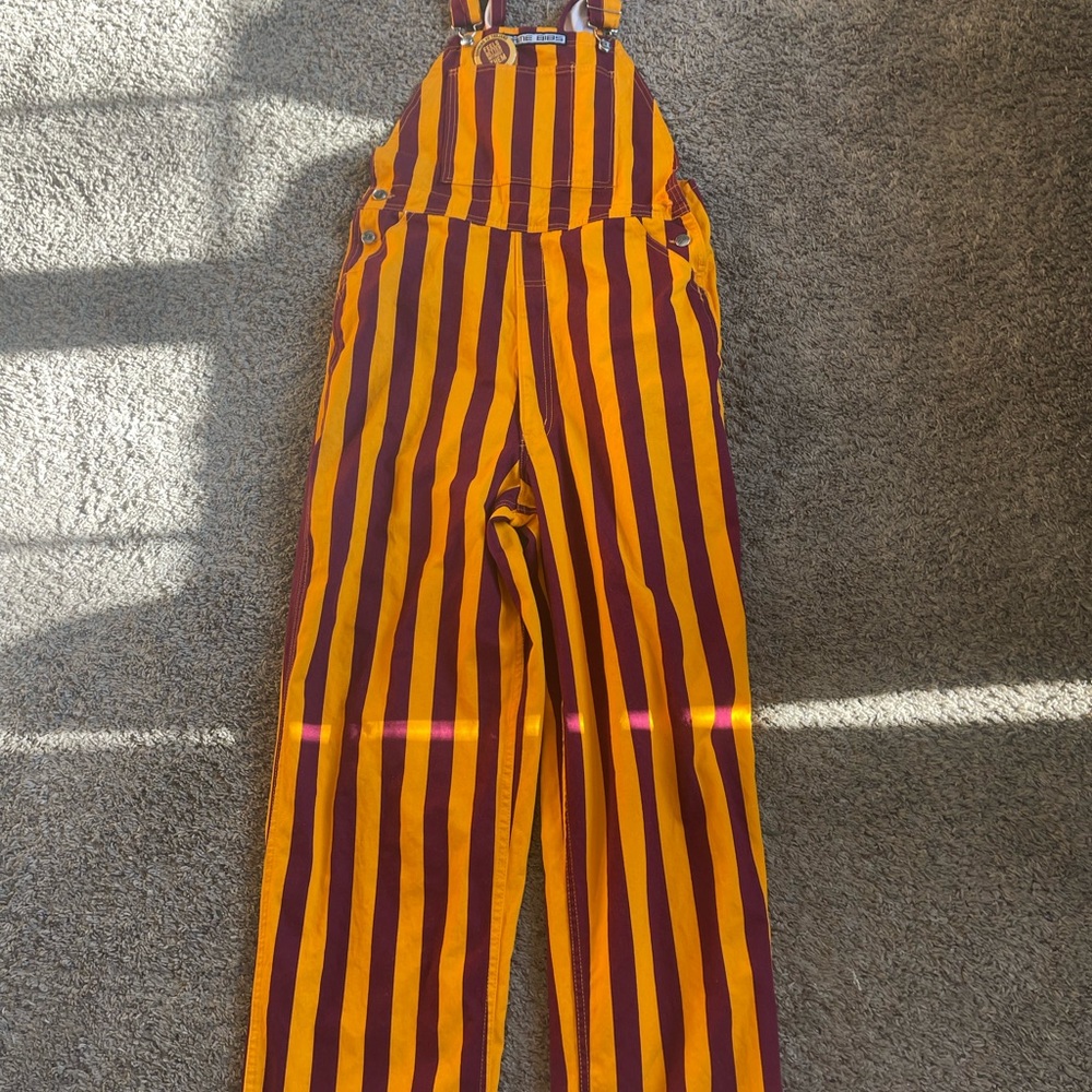Striped Yellow and Maroon Overalls